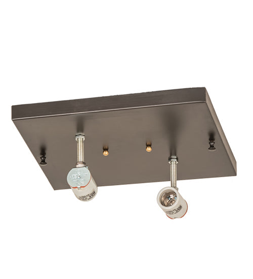 Meyda Lighting Hyde Park 17" 2-Light Craftsman Brown Double Bar Mission Flush Mount Light With Beige Iridescent Shade Glass