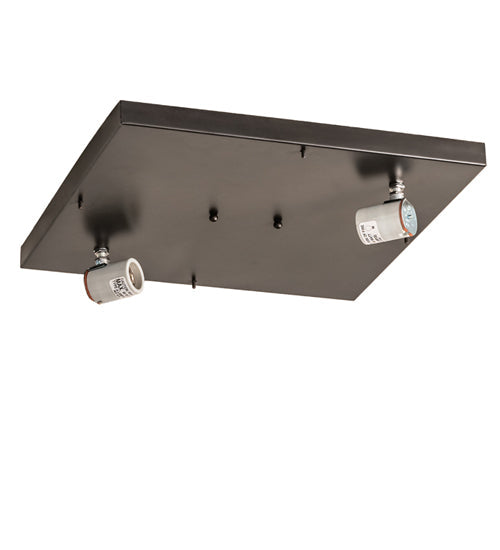 Meyda Lighting Hyde Park 21" 2-Light Craftsman Brown Cross Mission Flush Mount Light With Beige Iridescent Shade Glass