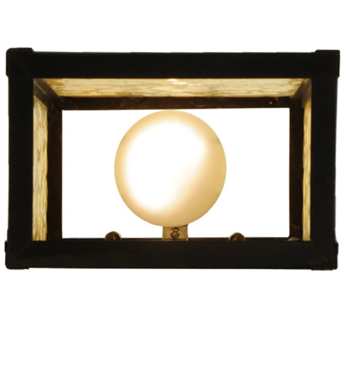 Meyda Lighting Hyde Park 7" 2-Light Craftsman Brown Double Bar Mission Wall Sconce With Beige Art Shade Glass