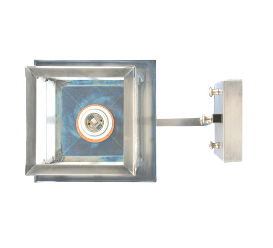 Meyda Lighting Hyde Park 8" Antique Nickel T Mission Curved Arm Wall Sconce With White Shade Glass