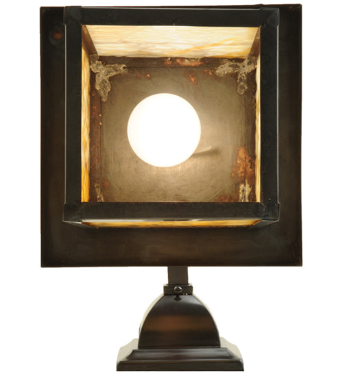 Meyda Lighting Hyde Park 9" Craftsman Brown Double Bar Mission Hanging Wall Sconce With Beige Shade Glass