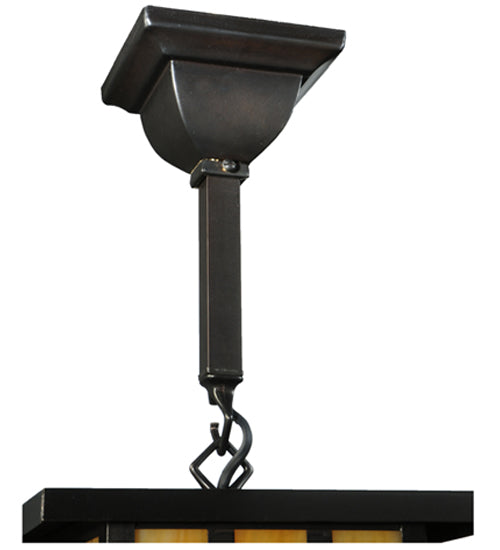 Meyda Lighting Hyde Park 9" Craftsman Brown Double Bar Mission Pendant Light With Beige Art Shade Glass