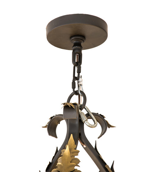 Meyda Lighting Ingrid 36" 9-Light Timeless Bronze & Gold Accents Chandelier With Cream Textrene Trumpet Shade