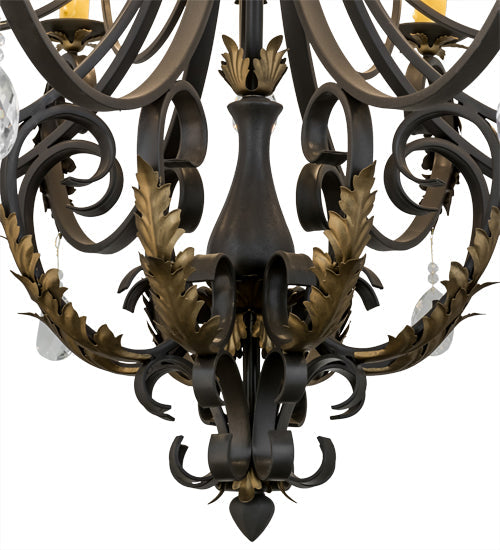 Meyda Lighting Ingrid 54" 12-Light Timeless Bronze & Gold Accents Chandelier With Cream Textrene Trumpet Shade