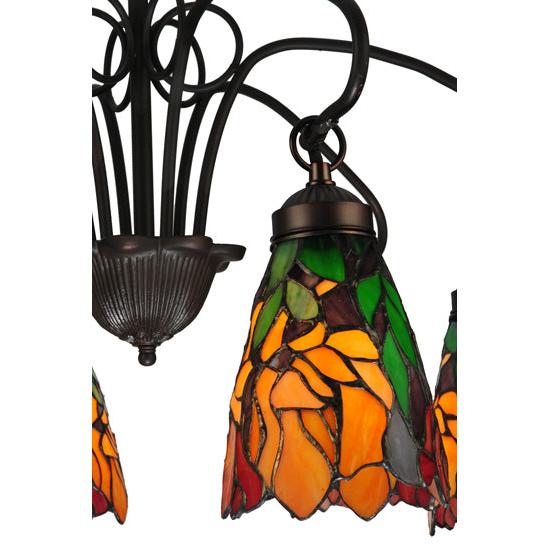 Meyda Lighting Iris 26" 6-Light Mahogany Bronze Chandelier With Flower Shade Glass
