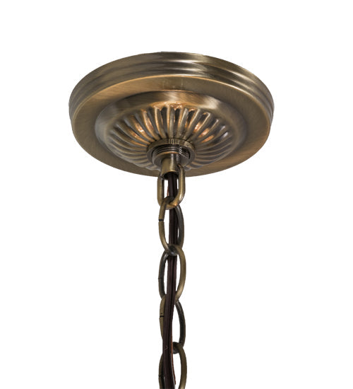 Meyda Lighting Isabella 20" 3-Light Antique Brass Pendant Light With Multi-Colored Shade Glass