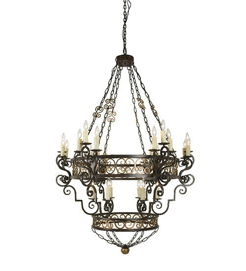 Meyda Lighting Isabo 48" 24-Light Cajun Spice Chandelier With Ivory Shade Glass
