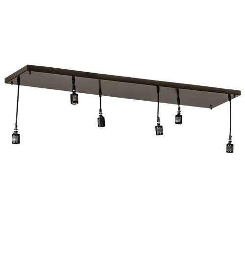 Meyda Lighting Jarvis 52" 6-Light Timeless Bronze Cascading Pendant Light With Black Organza Textrene Shade
