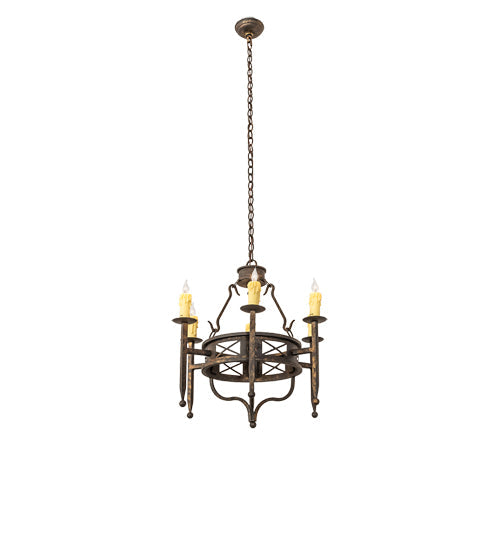 Meyda Lighting Jasmine 24" 40-Light Gothic Gold Chandelier With Ivory Faux Candlelight