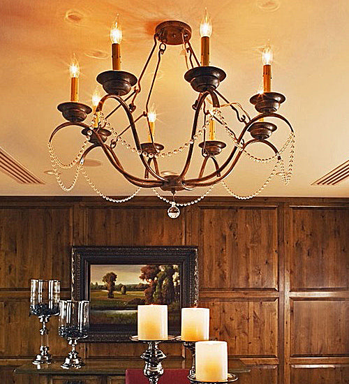 Meyda Lighting Jaya 32" 8-Light Chandelier With Amber Faux Candlelight