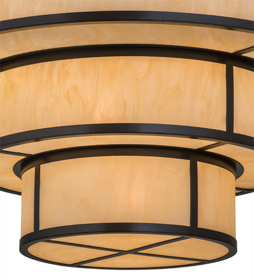 Meyda Lighting Jayne 36" 10-Light 3-Tier Timeless Bronze Pendant Light With Beige Sahara Taupe Idalight Shade Glass