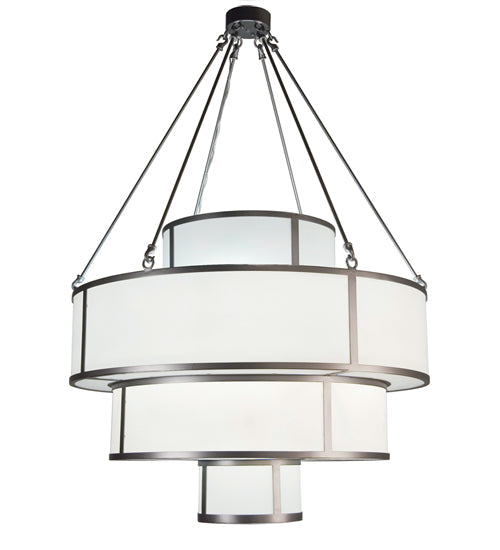 Meyda Lighting Jayne 44" 12-Light 4-Tier Pewter Pendant Light With White Statuario Idalight Shade