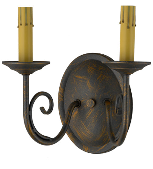 Meyda Lighting Jenna 12" 2-Light French Bronze Wall Sconce With Brown Parchment Shade