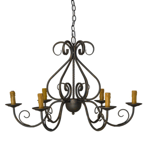 Meyda Lighting Jenna 36" 6-Light French Bronze Chandelier With Brown Parchment Shade