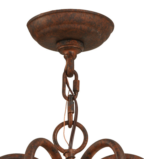 Meyda Lighting Jenna 36" 6-Light Rusty Nail Chandelier With Beige Natural Textrene Shade