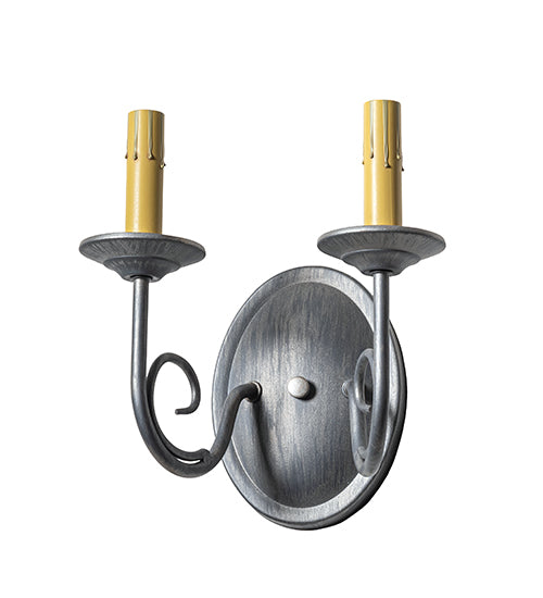 Meyda Lighting Jenna 9" 2-Light Antique Iron Ore Wall Sconce With Ivory Faux Candlelight