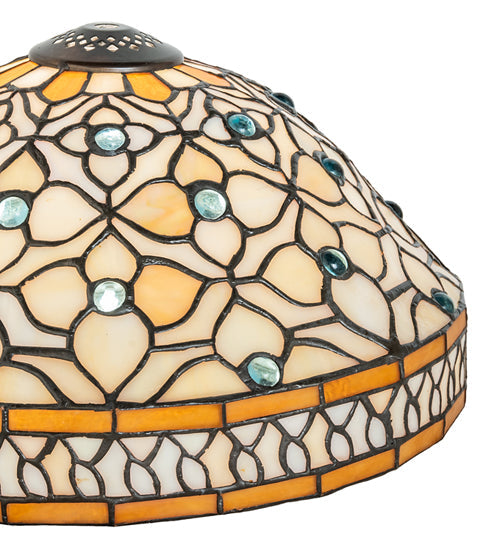 Meyda Lighting Jeweled Quatrefoil 12" Recurve Multi-Colored Shade Glass