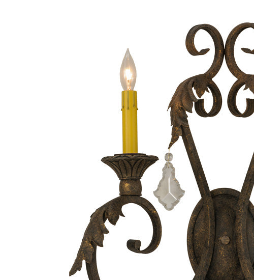 Meyda Lighting Josephine 19" 2-Light Autumn Leaf Wall Sconce With Ivory Faux Candlelight