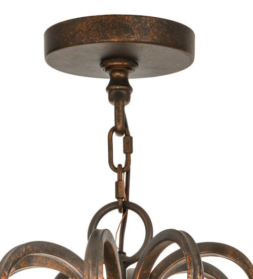 Meyda Lighting Josephine 30" 8-Light Gilded Tobacco Chandelier With Beige Textrene Shade