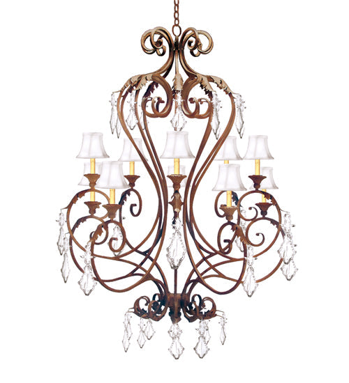 Meyda Lighting Josephine 42" 10-Light Pate Chandelier With Cream Textrene Shade