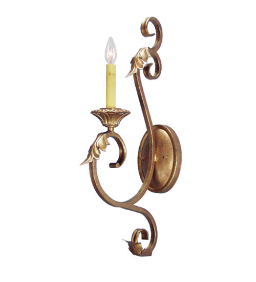 Meyda Lighting Josephine 5" Autumn Leaf Wall Sconce With Amber Faux Candlelight