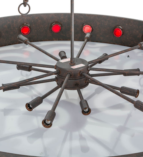 Meyda Lighting Jules 42" 16-Light Cajun Spice Inverted Pendant Light With Red & White Statuario Idalight Shade