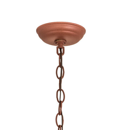 Meyda Lighting Kayaker 22" 2-Light Rust Pendant Light With Amber Mica Shade Glass