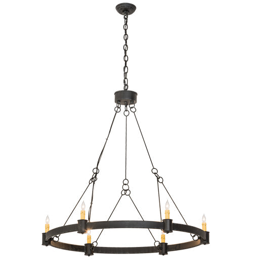 Meyda Lighting Kenosha 190565 36" 6-Light Antique Iron Gate Chandelier With Ivory Faux Candlelight