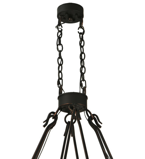 Meyda Lighting Kenosha 60" 28-Light 3-Tier Solar Black & Copper Highlights Chandelier With Ivory Faux Candlelight