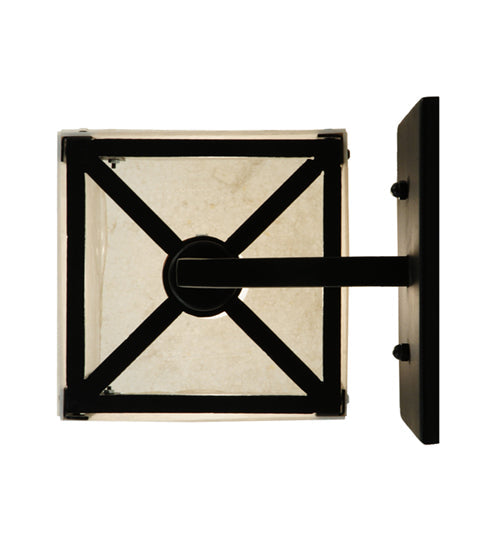 Meyda Lighting Kesara 8" Textured Black White Alabaster Wall Sconce With Whitestone Idalight Shade Glass