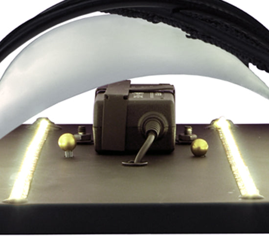 Meyda Lighting Kiltered 8" LED Black Wall Sconce With White and Black Mesh Shade