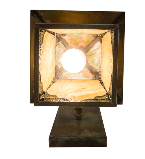 Meyda Lighting Kirkpatrick 10" Verdigris Copper Wall Sconce With Green & Beige Shade Glass