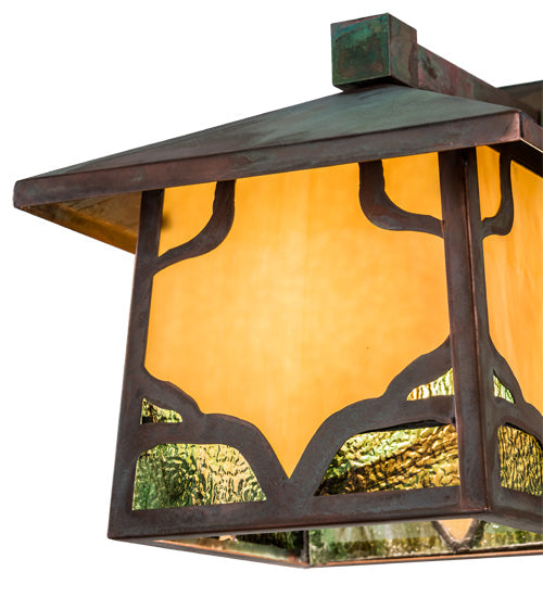 Meyda Lighting Kirkpatrick 8" Verdigris Copper Wall Sconce With Green & Beige Shade Glass