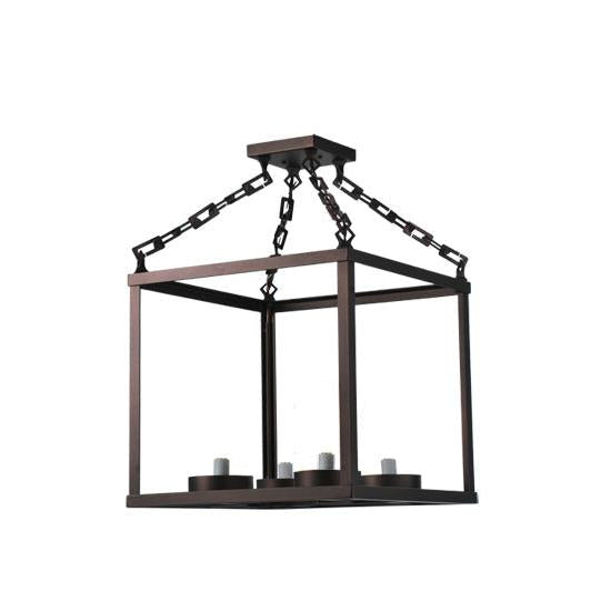 Meyda Lighting Kitzi Box 23" 4-Light Mahogany Bronze Chandelier With Polyresin Candle Shade