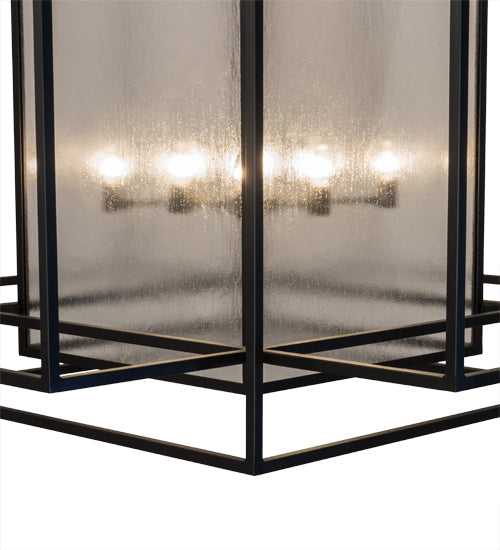 Meyda Lighting Kitzi Box 67" 16-Light Textured Black Pendant Light With Clear Rainstone Idalight Shade Glass