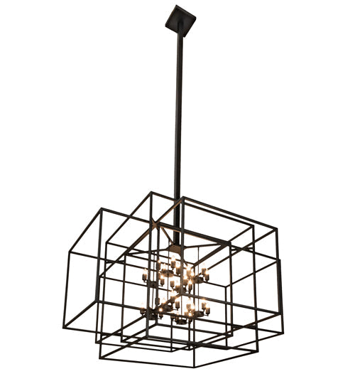 Meyda Lighting Kitzi Box 72"Sq 32-Light Textured Black Pendant Light
