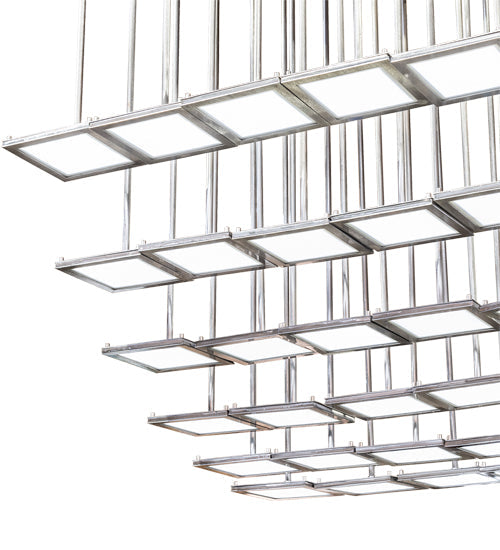 Meyda Lighting Kossar 216328 27" 36-Light Alloy Wheel Clear Coat Cascading Pendant Light With White Oled Shade