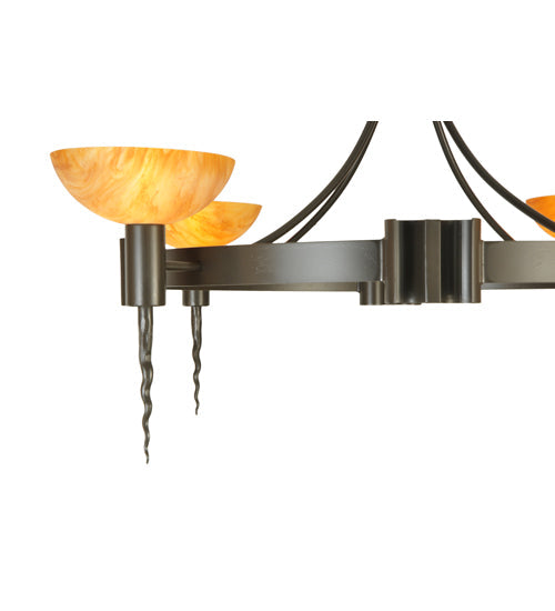 Meyda Lighting Kuberic 49" 4-Light Timeless Bronze Chandelier With Amber Shade Glass