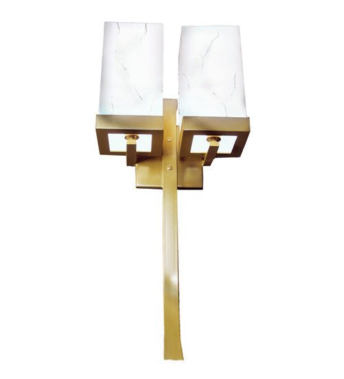 Meyda Lighting Laguna 14" 2-Light Gold Metallic High Gloss Wall Sconce With Statuario Idalight Shade
