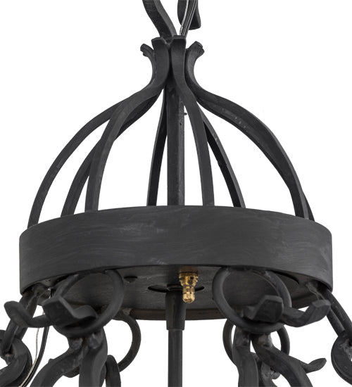 Meyda Lighting Lakeshore 28" 7-Light Costello Black Chandelier With Eggshell Textrene Shade