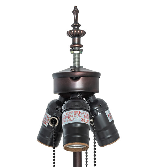 Meyda Lighting Lamella 23" 3-Light Mahogany Bronze Table Lamp With Multi-Colored Shade Glass