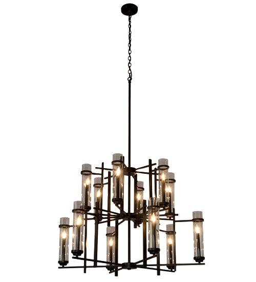Meyda Lighting Landon 44" 12-Light Bronze Chandelier With Clear Shade Glass
