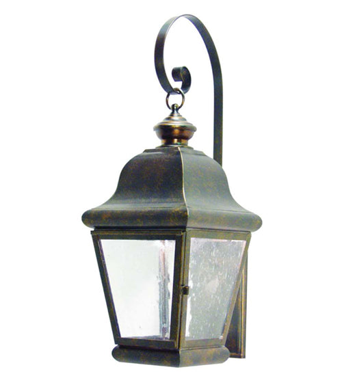 Meyda Lighting Lapalma 7" Gilded Tobacco Hanging Lantern Wall Sconce With Clear Seeded Shade Glass
