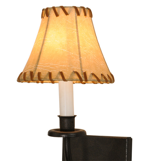 Meyda Lighting Laredo 6" Dark Roast Wall Sconce With Brown and Beige Fabric Shade