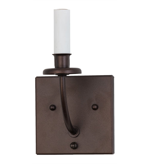 Meyda Lighting Laredo 6" Mahogany Bronze Wall Sconce With Brown Faux Leather Shade
