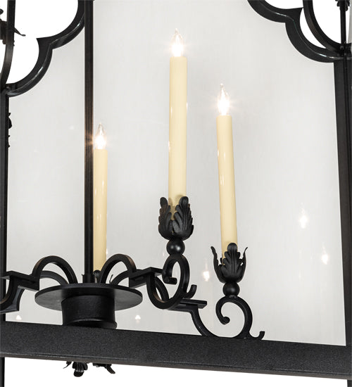 Meyda Lighting Lattimer 46" 5-Light Textured Black Pendant Light With Clear Shade Glass