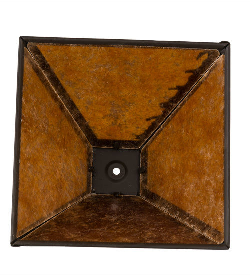 Meyda Lighting Leaf Edge 16" Oil Rubbed Bronze Frame With Amber Mica Shade Glass
