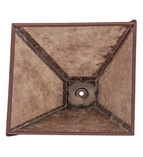 Meyda Lighting Leaf Edge 16" Rust Frame With Silver Mica Shade Glass