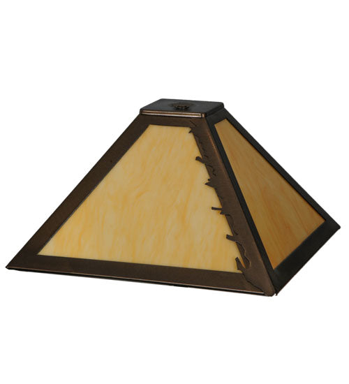 Meyda Lighting Leaf Edge 17" Antique Copper Frame With Tawnyrock Idalight Shade
