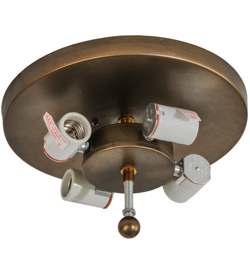 Meyda Lighting Leaping Bass 22" 4-Light Antique Copper Flush Mount Light With Beige Tawnyrock Idalight Shade Glass